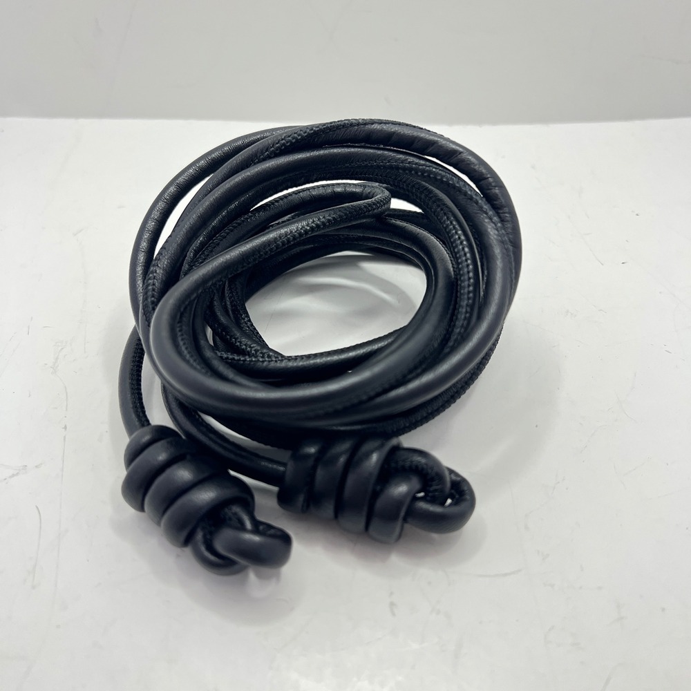 Leather Boutique Black Double Cord Wrap Belt with Coiled Barrel Cinch Knots